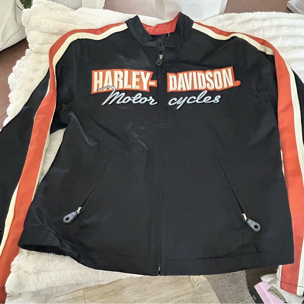 NEW Harley-Davidson Black Jacket with Orange Stripes
